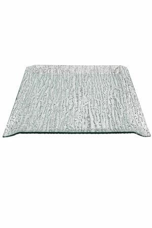 Průhledný skleněný talíř čtvercový rýhovaný 29cm