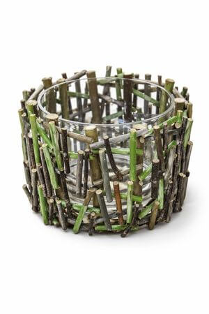 Üveg virágcserép természetes elemekkel 19cm