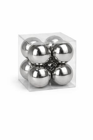 Strieborné lesklé dekoračné guličky 8ks 4cm