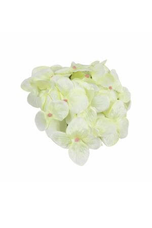 Bílá umělá hlava hortenzie so žlutým odstínem 13cm