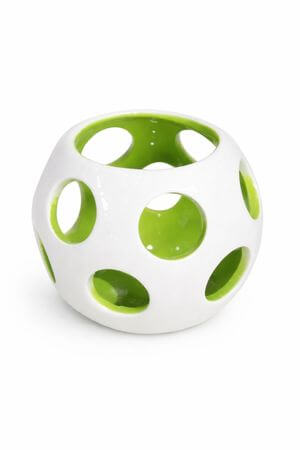 Bielo zelený keramický svietnik 14cm