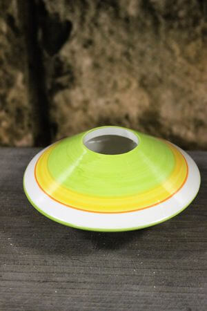 Zöld-narancs színű kerámia váza 6cm