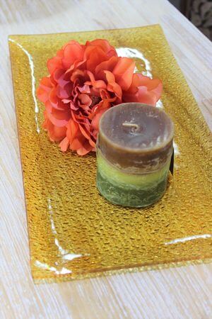 Narancssárga üveg dísztálca 39cm