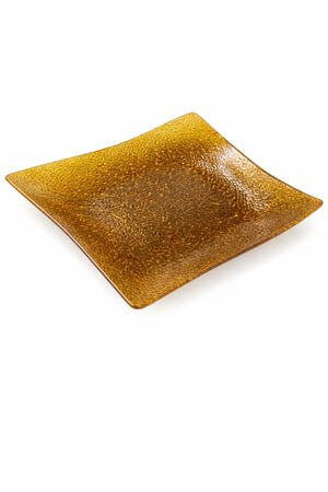 Oranžový skleněný dekroační talíř 28cm