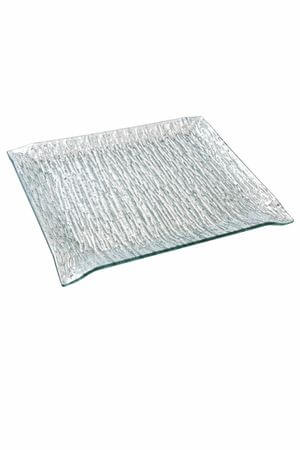 Sklenený štvorcový tanier ryhovaný 24cm