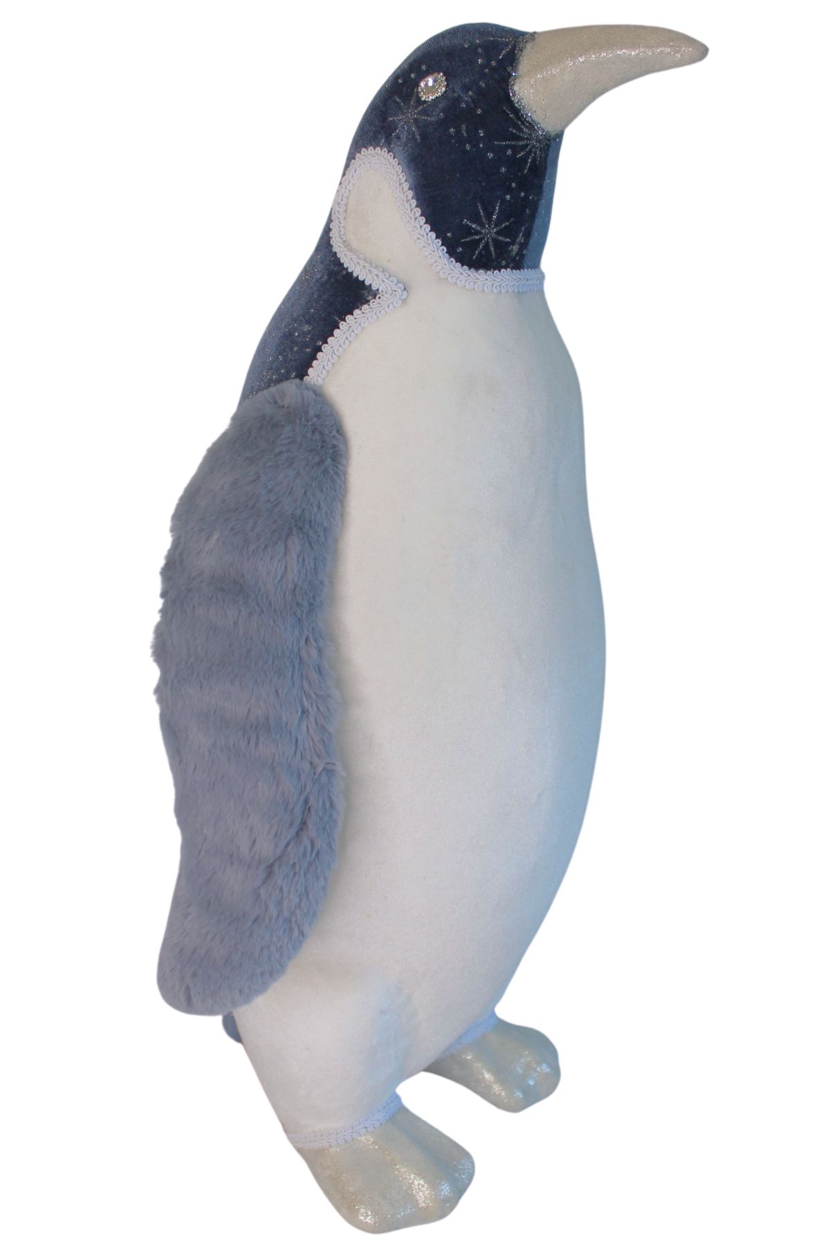 Jégkék karácsonyi dekoráció pingvin 83cm
