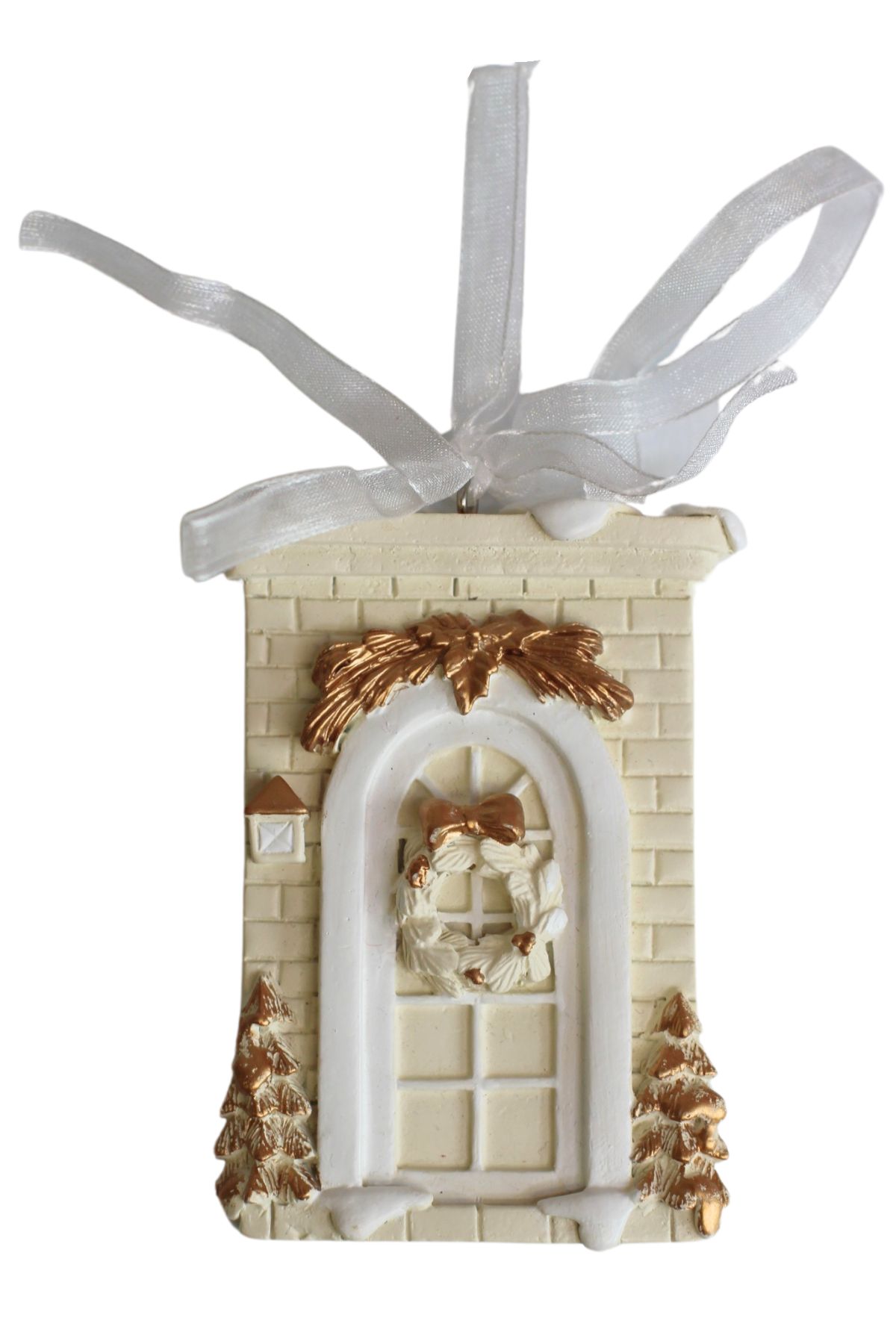 Krémově zlatá vánoční ozdoba 8cm