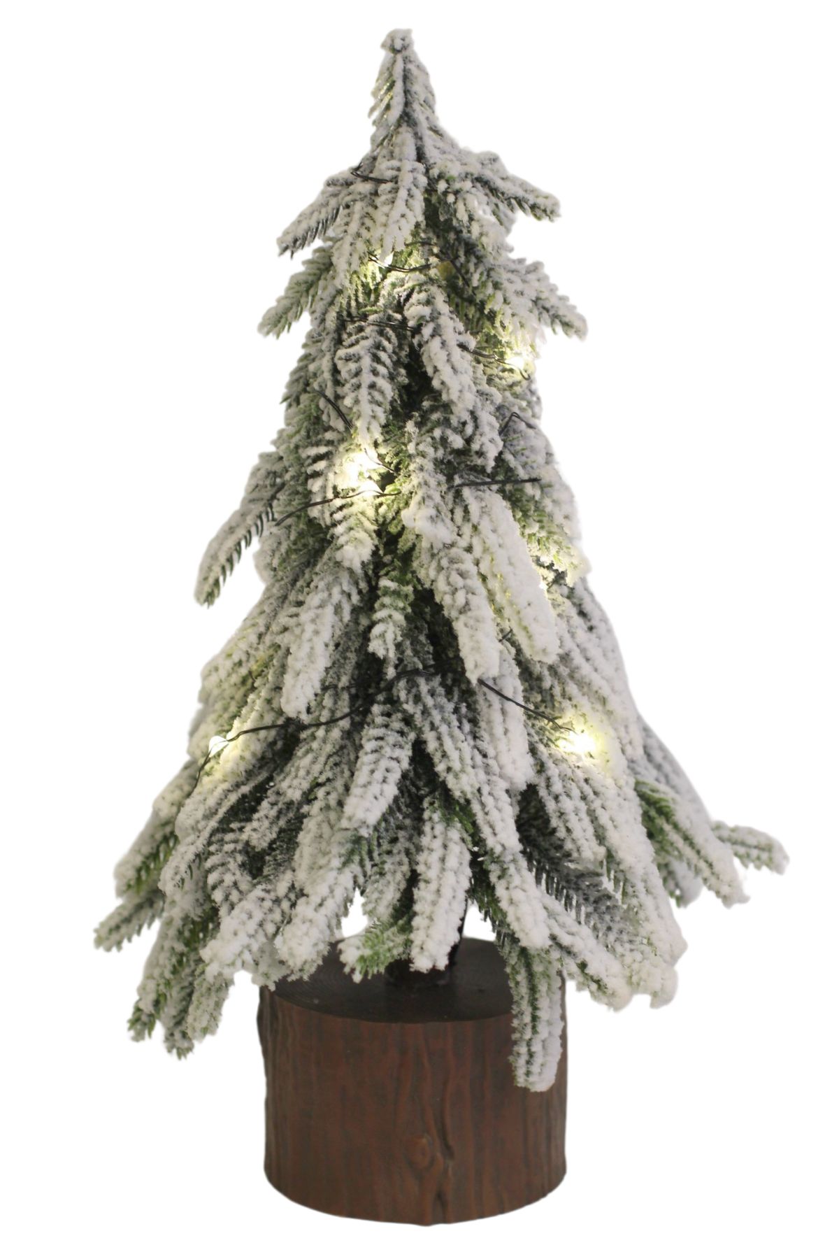 Dekoračný zasnežený stromček s LED 28cm