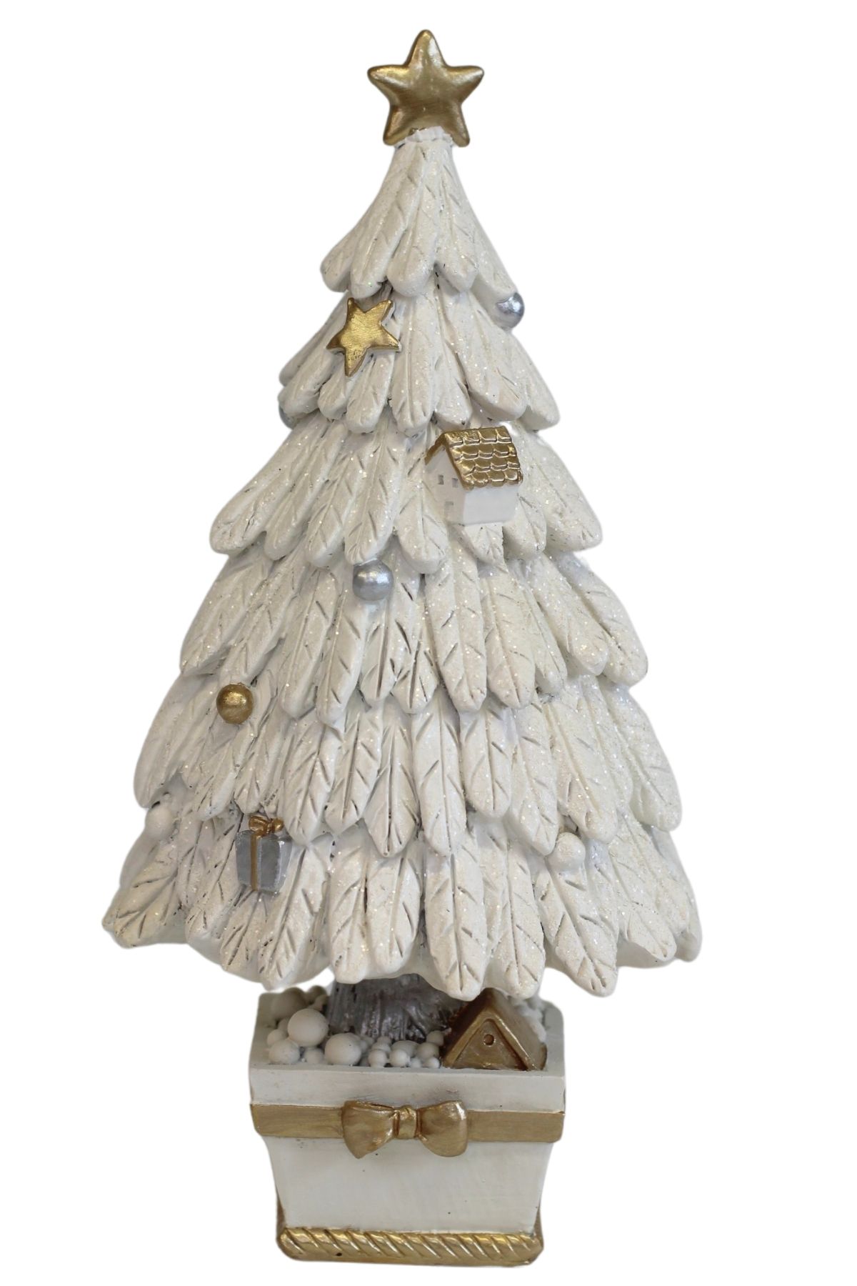 Bíle zlatý vánoční stromek 30cm