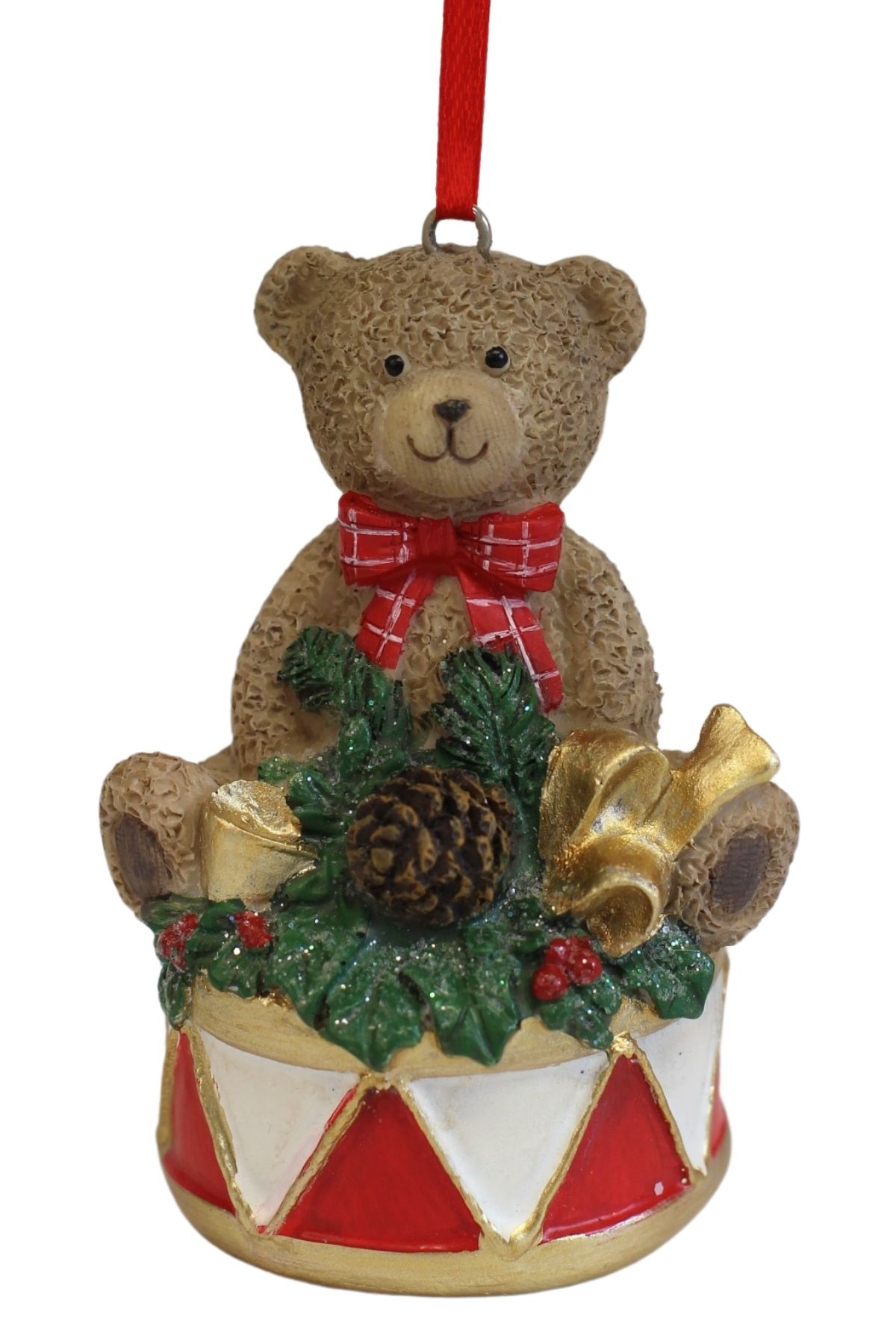Klasik vánoční ozdoba medvídek s bubnem 9cm