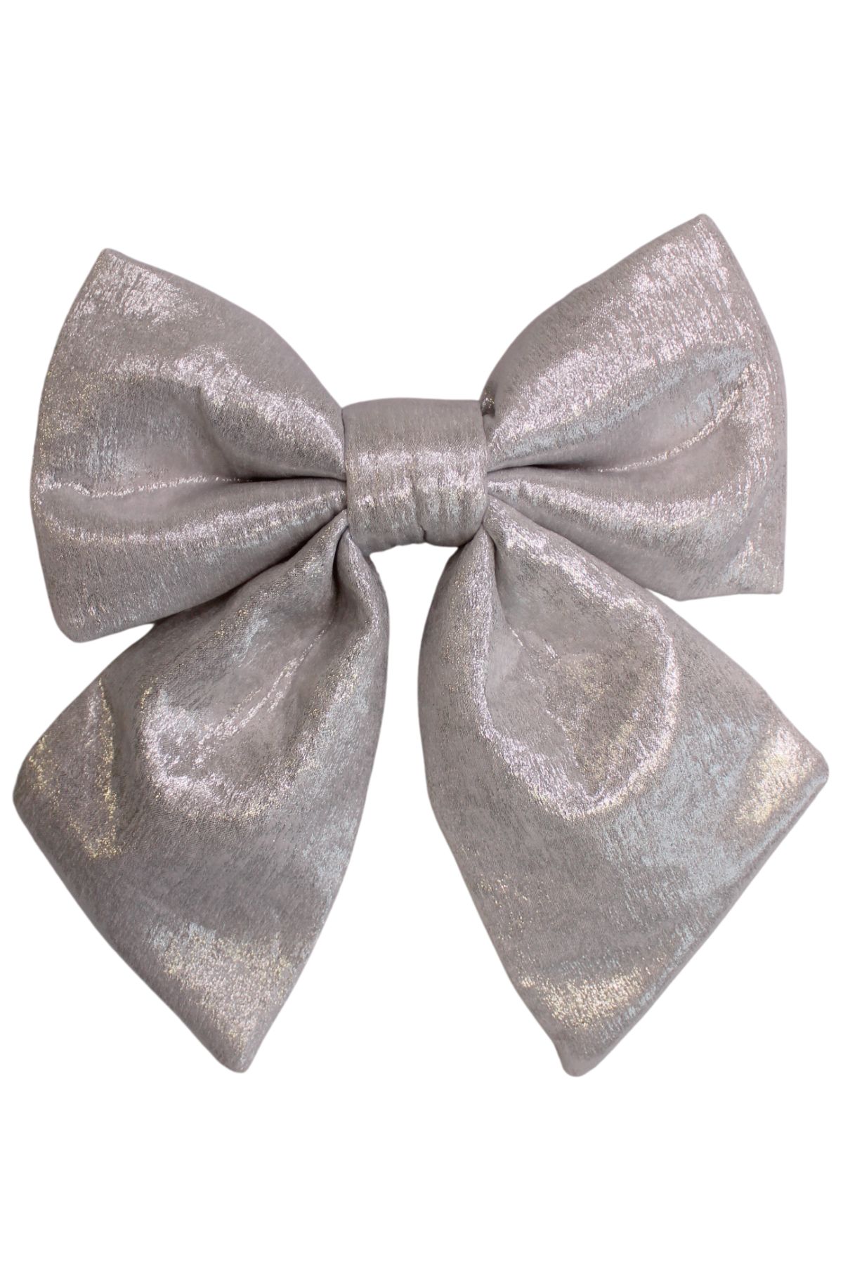 Fehér ezüst díszítő masni 22cm