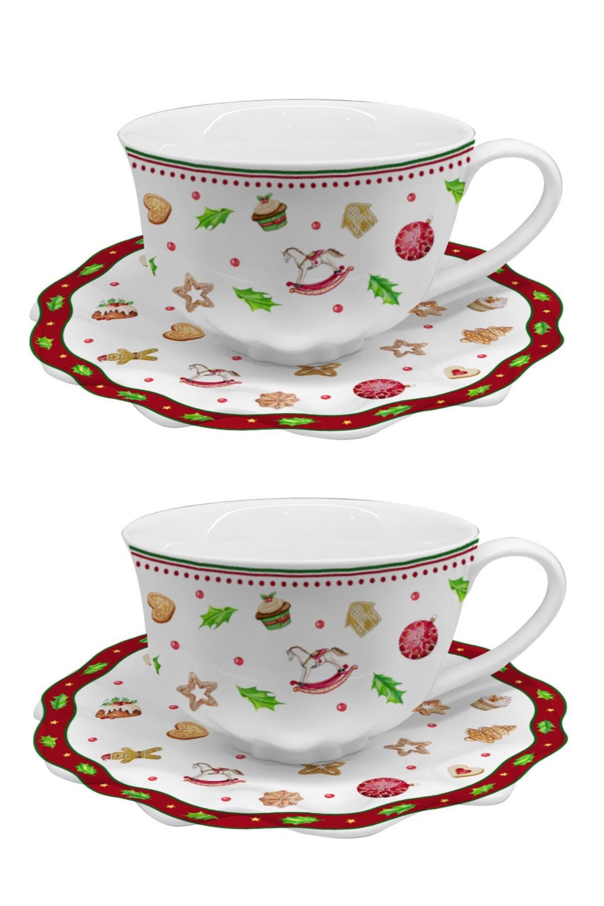 Perníkové vánoční šálky s podšálky 2-set