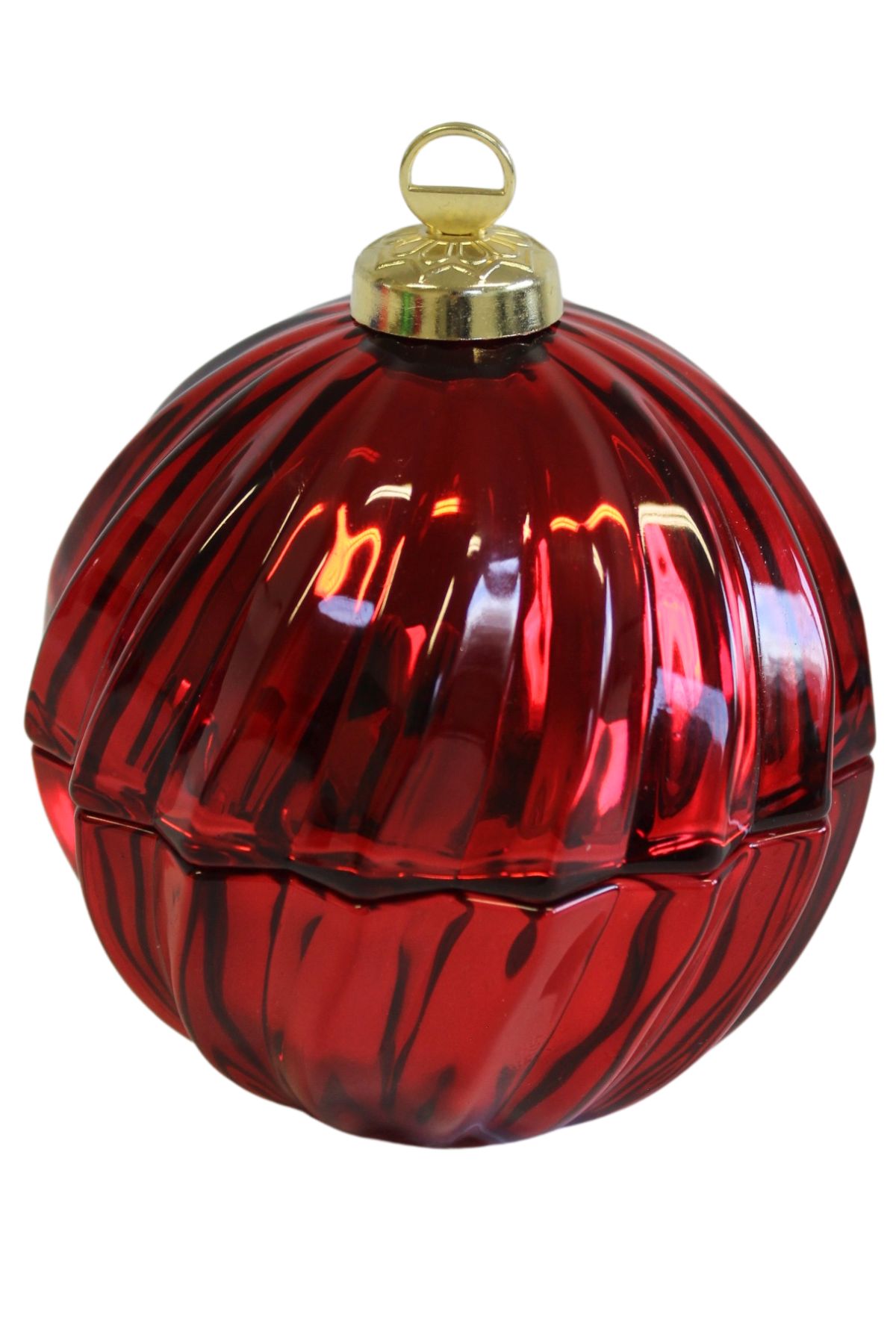 Piros illatgyertya karácsonyi gömb LUX 13cm