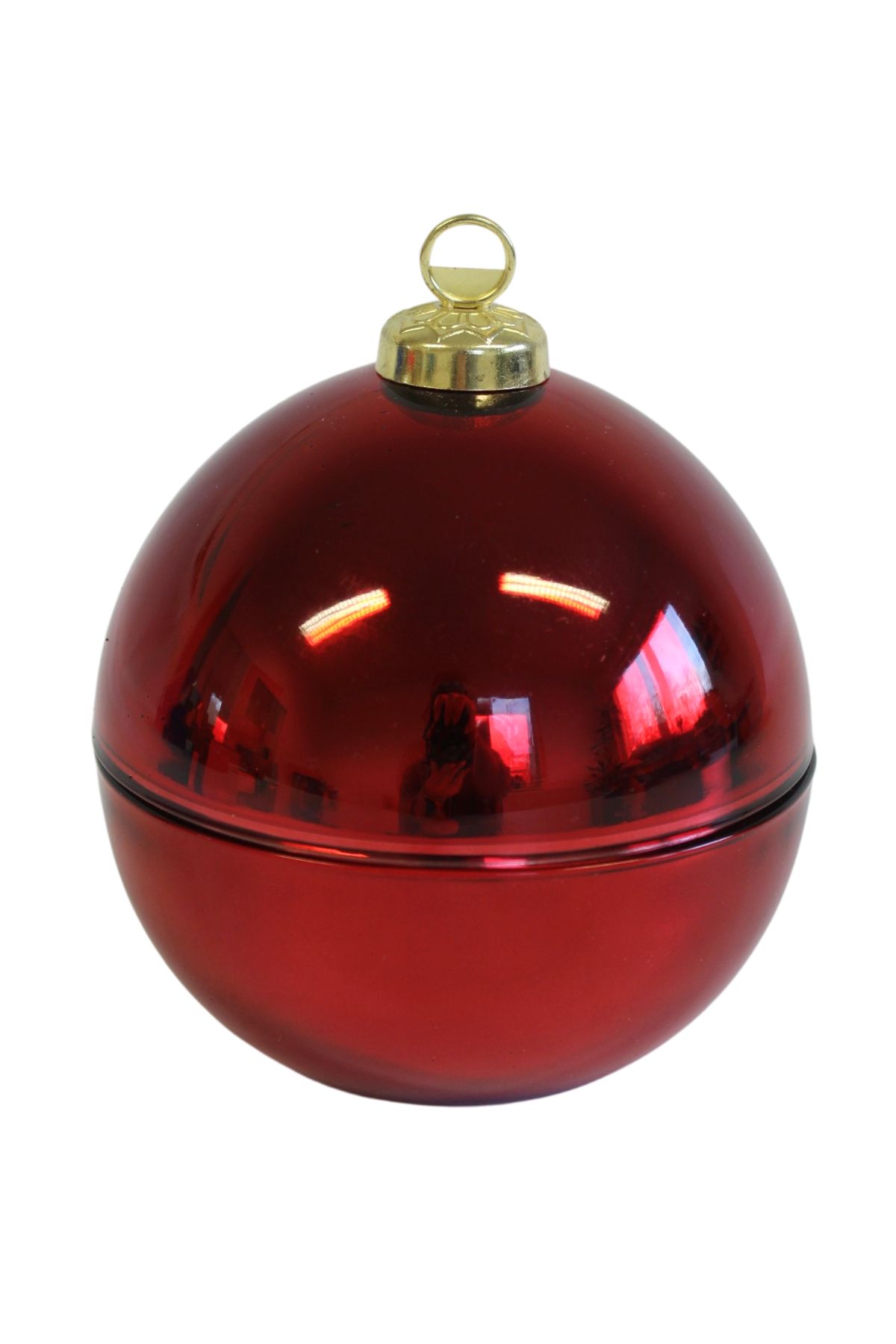 Piros illatgyertya karácsonyi gömb 13cm