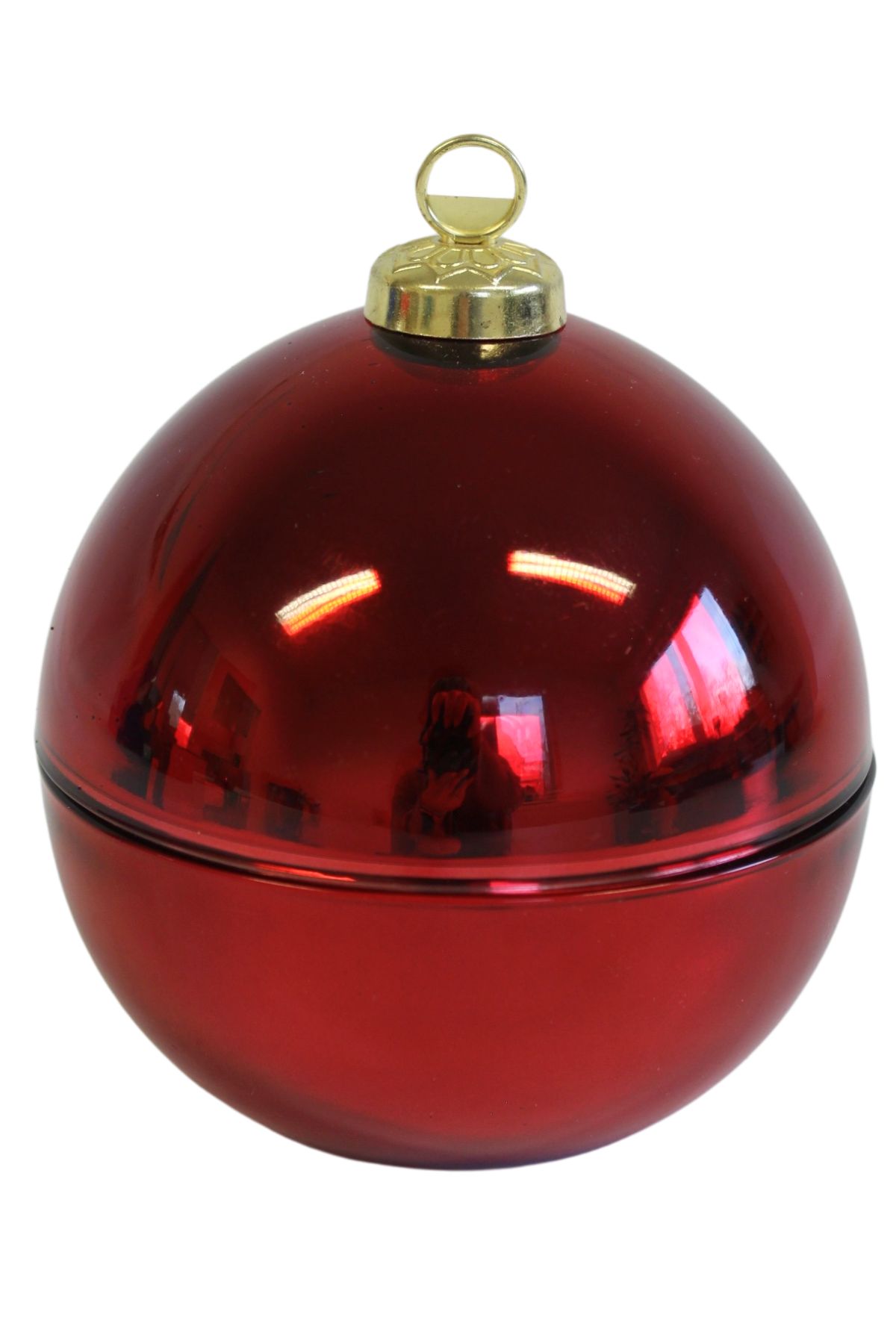 Piros illatgyertya karácsonyi gömb 19cm