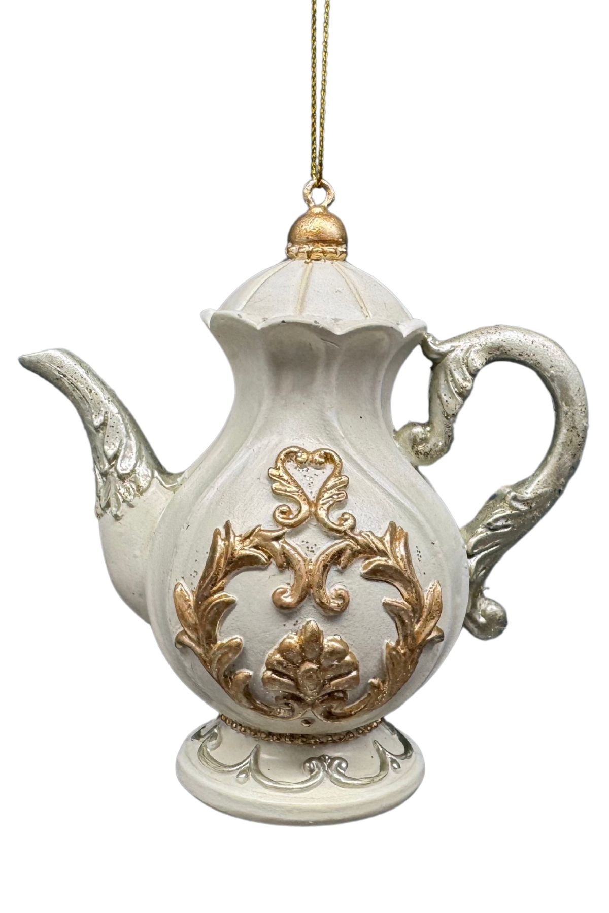 Bílá zlatá ozdoba Vánoční psi 8cm