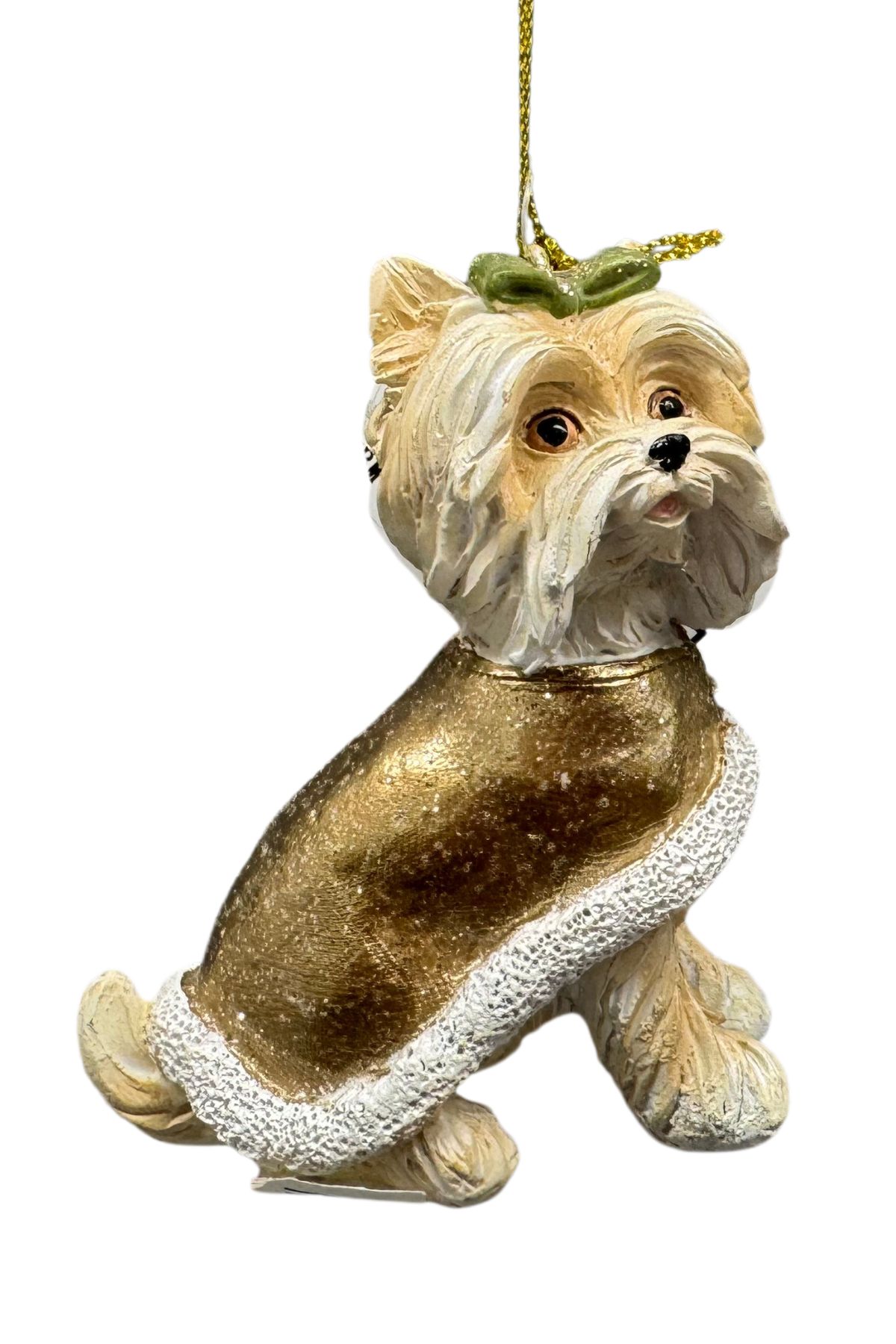 Bílá zlatá vánoční ozdoba pro psa 8cm