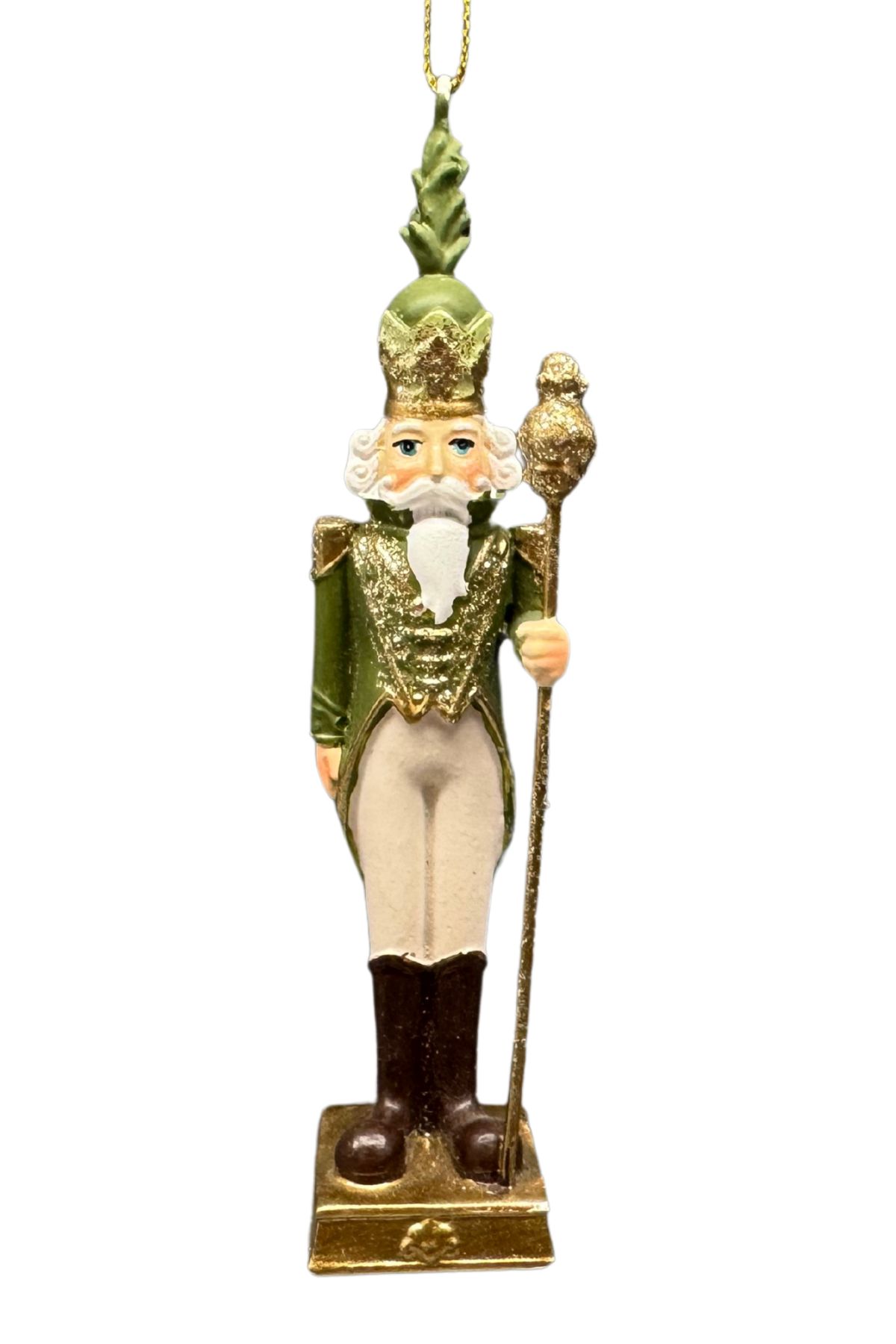 Zelená a zlatá vánoční ozdoba Louskáček 12cm