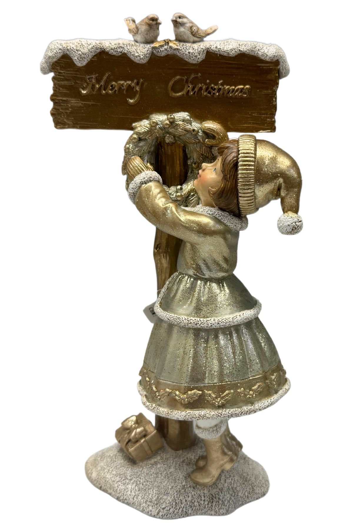 Bílá zlatá vánoční figurka holčičky 24cm