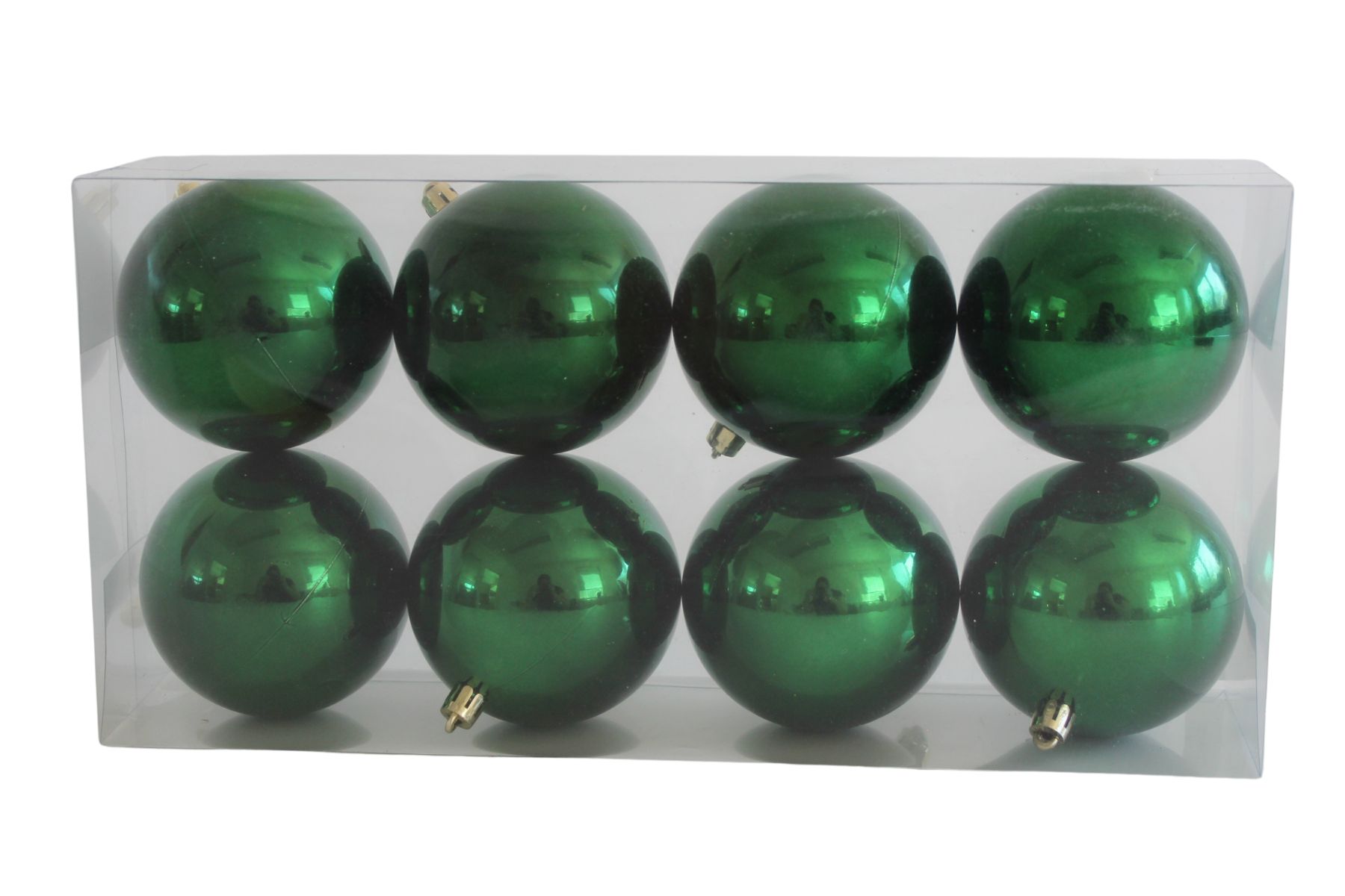 Zelené plastové vianočné gule 8cm 8ks