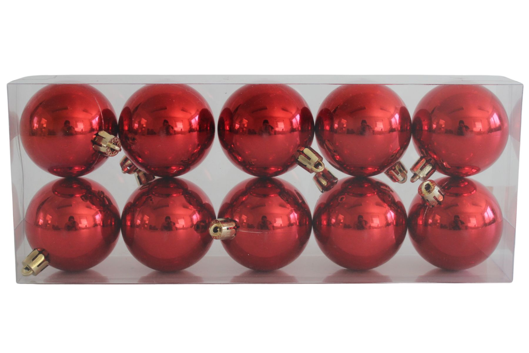 Červené plastové vianočné gule 5cm 10ks