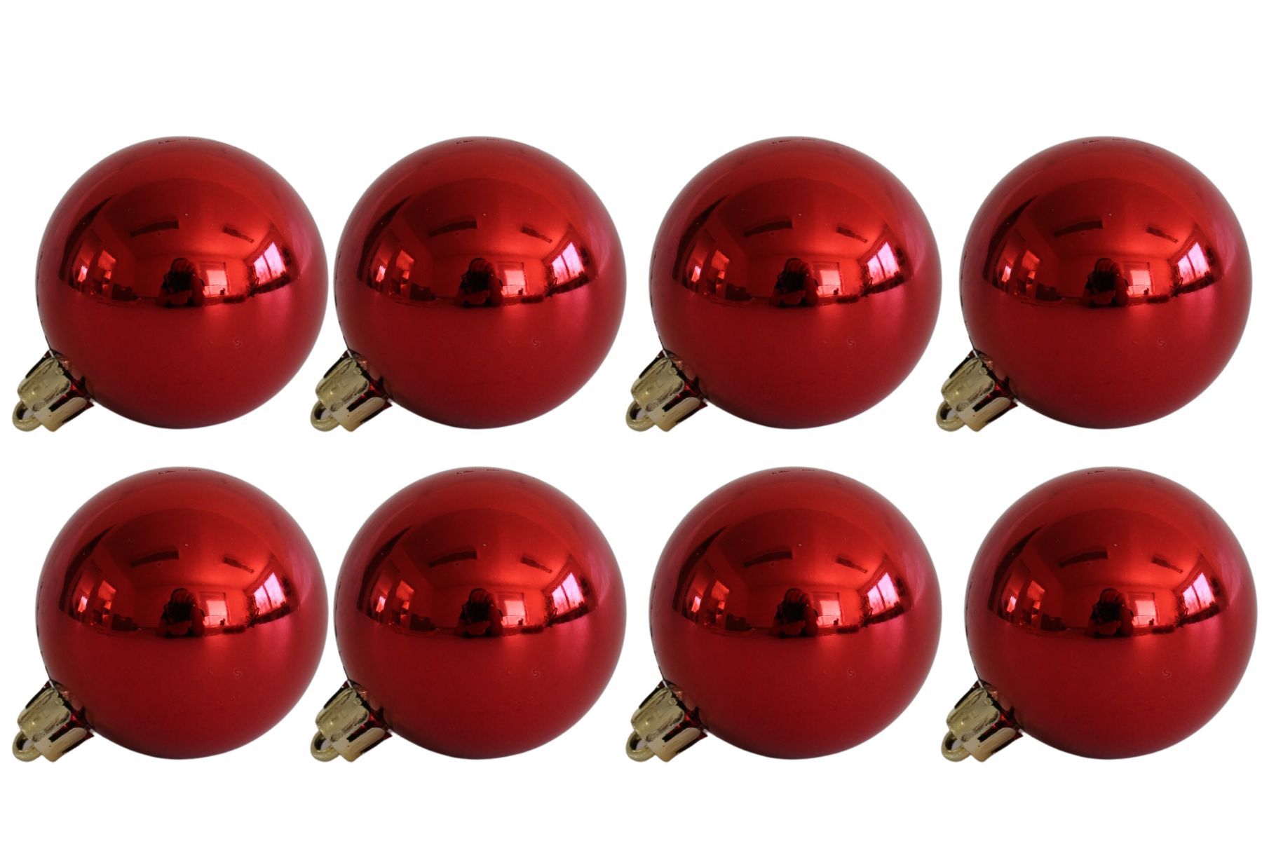 Červené plastové vianočné gule 8cm 8ks