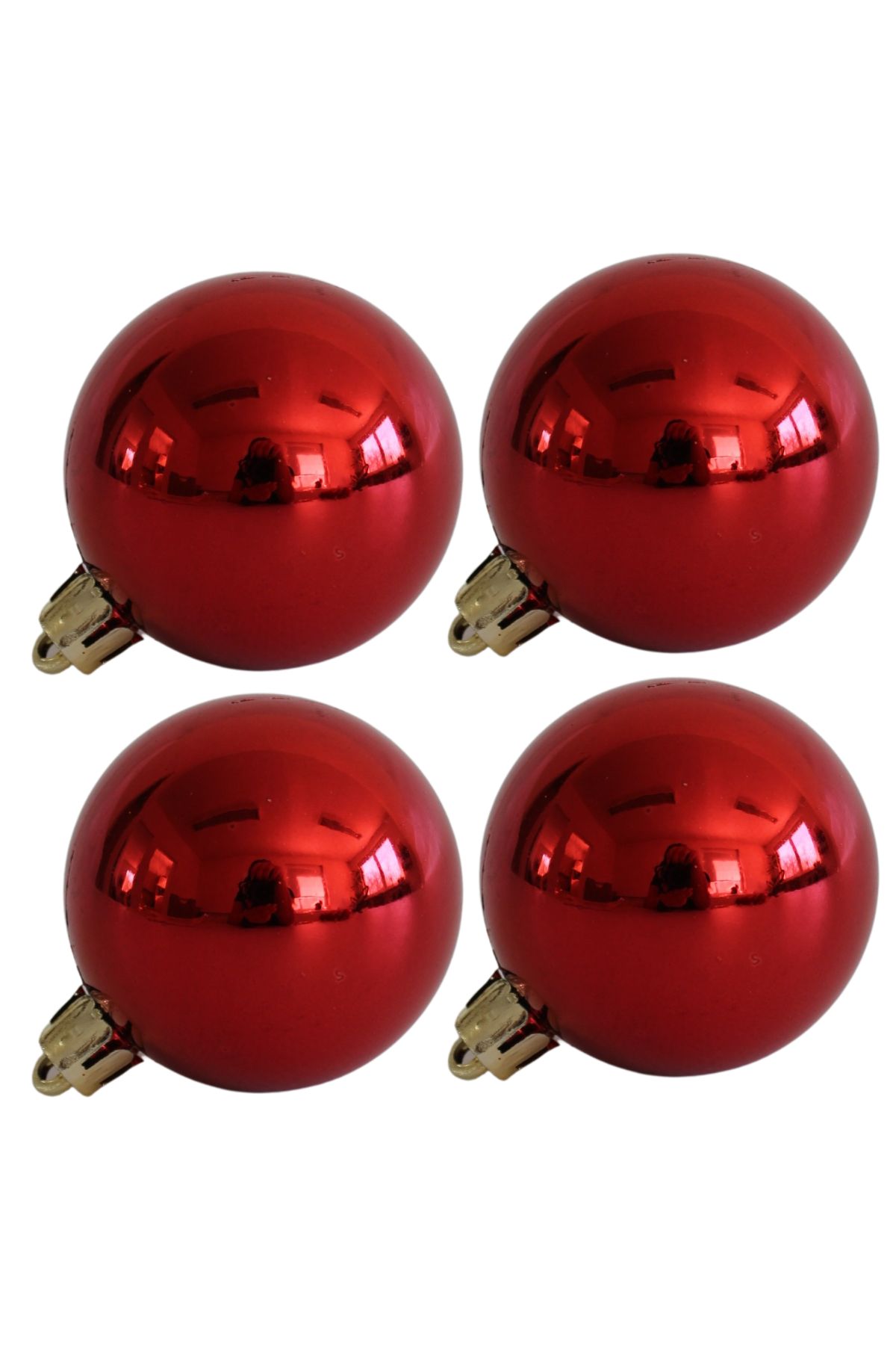 Červené plastové vianočné gule 10cm 4ks