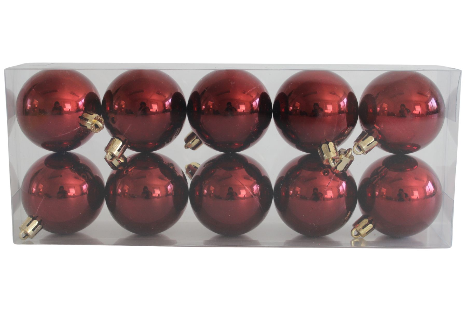 Bordové plastové vianočné gule 5cm 10ks
