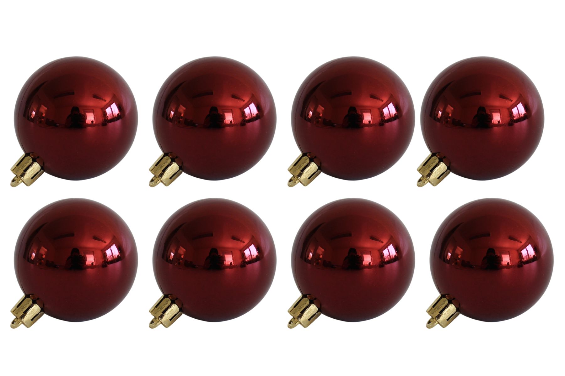 Bordové plastové vianočné gule 8cm 8ks