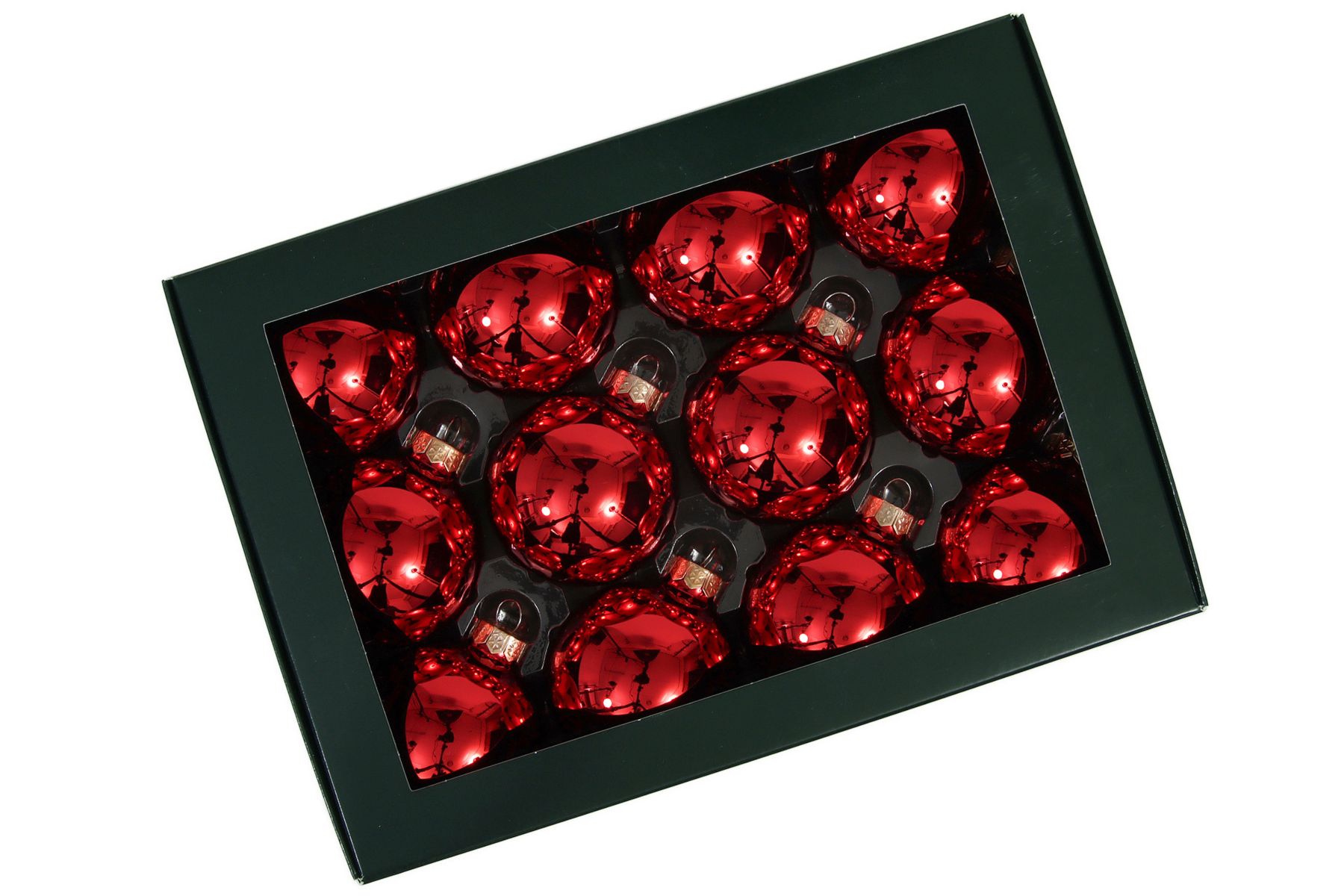 Červené sklenené vianočné gule 5cm 12ks