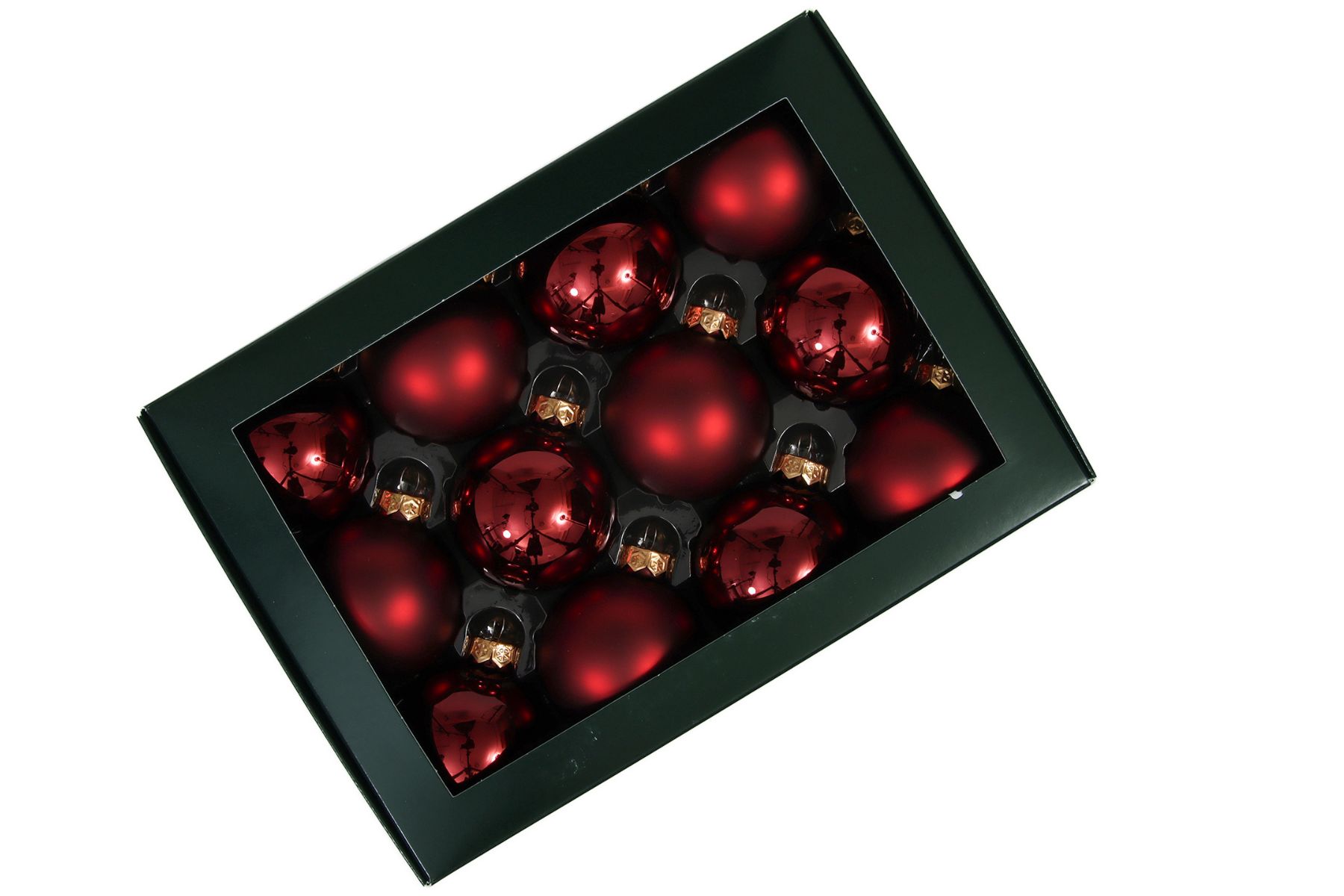 Tmavo červené sklenené vianočné gule 5cm 12ks