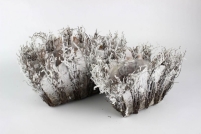 Bílé zasněžené přírodní nádoby 2-set