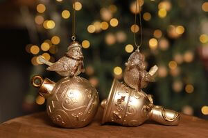 LUX zlatá vianočná ozdoba vtáčik 11cm 1ks