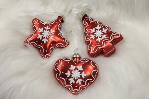 Piros karácsonyi mézeskalács díszek 3-szett