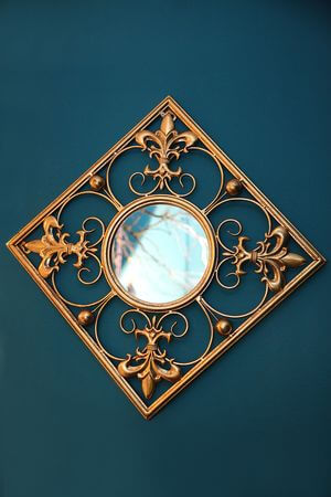 Zlaté hranaté luxory zrcadlo 48cm