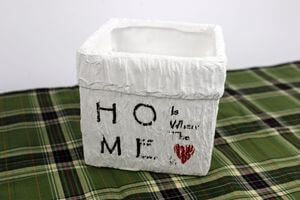 Fehér szögletes vintage kerámia virágcserép 15cm