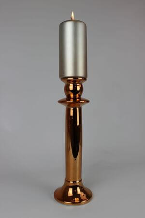Réz színű magas gyertyatartó 32cm