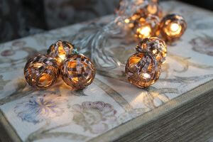 Medená vianočná svetelná reťaz 160cm  z 10 klbiek