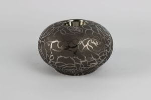 Szürke kerámia mécsestartó 15cm