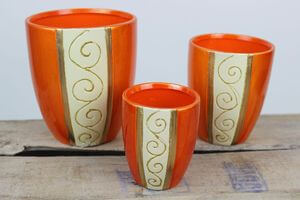 Oranžové zaoblené vánoční květináče 3-set