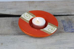 Narancssárga kerek gyertyatartó 11cm