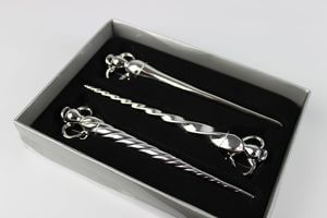 Stříbrné moderní vánoční ozdoby 3 ks