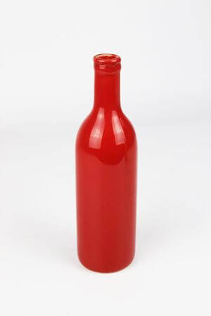 Piros borosüveg alakú kerámia váza 21cm 