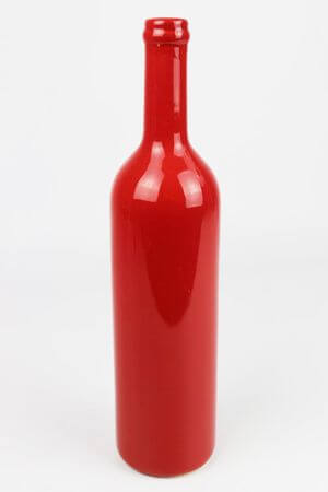 Piros borosüveg alakú kerámia váza 32cm 