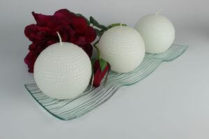 Sklenená podložka na 3 sviečky ryhovaná 35cm