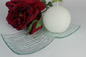 Skleněná dekorační podložka na 2 svíčky 23cm