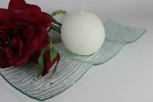 Skleněná podložka na 3 svíčky vzorovaná 35,5 cm