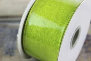 Zelená průhledná stuha s glitrem 4 cm x 10 m