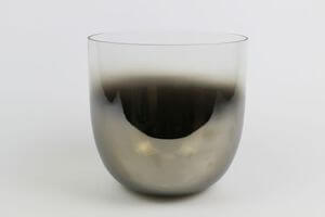 Antracitový sivý lesklý sklenený kvetináč 20cm