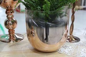 Medený hnedý lesklý sklenený kvetináč  20cm